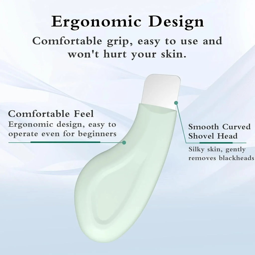 Stainless steel pore scraper face tool with a non-slip handle for blackhead removal