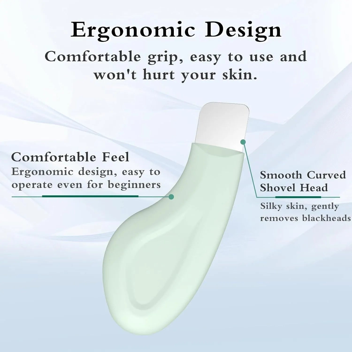 Stainless steel pore scraper face tool with a non-slip handle for blackhead removal