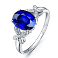 Women's 18k rose gold butterfly ring with heart shape design on copper material in red and blue colour options