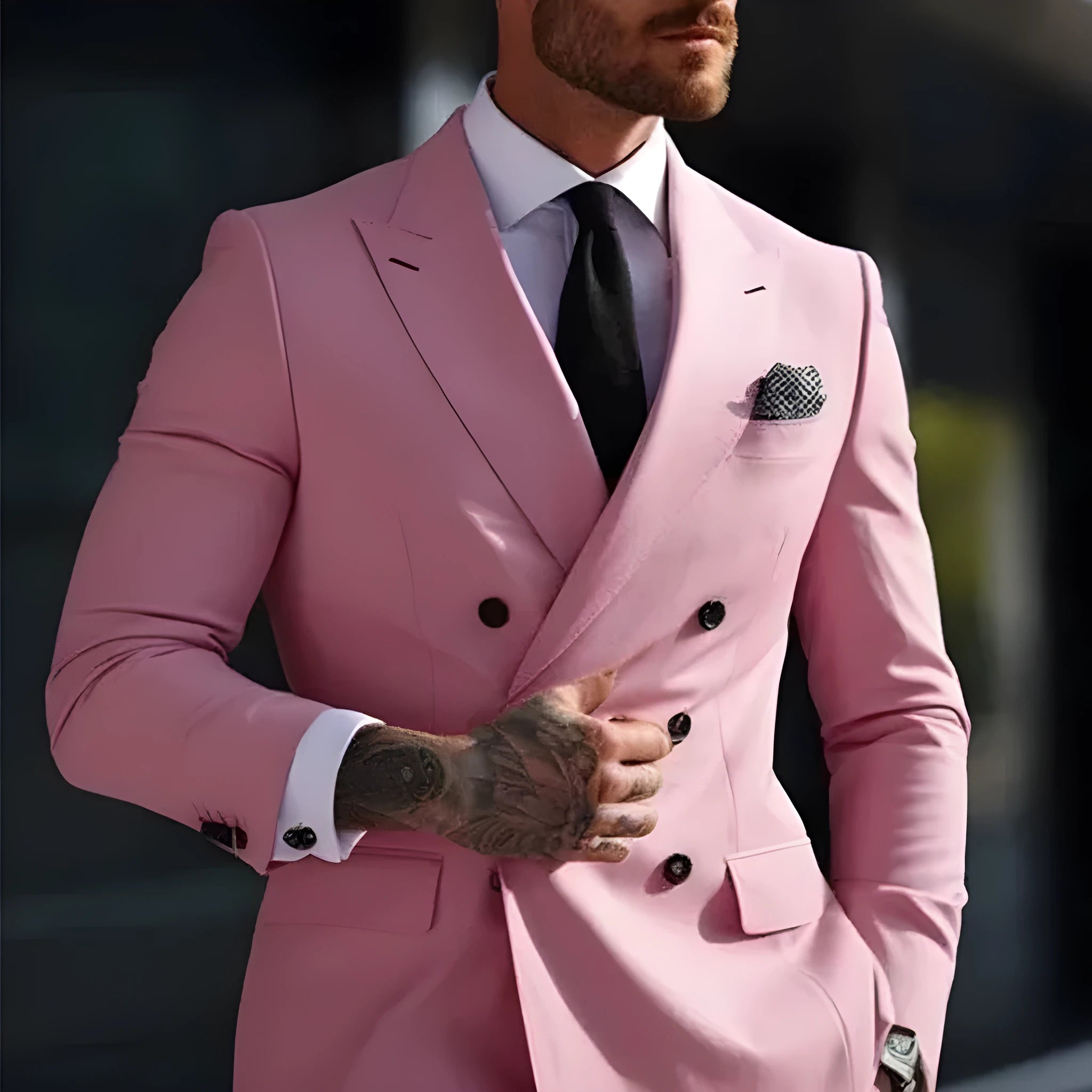 Men's slim fit two-piece suit in a grey cotton blend fabric, showing jacket and trousers laid flat.
