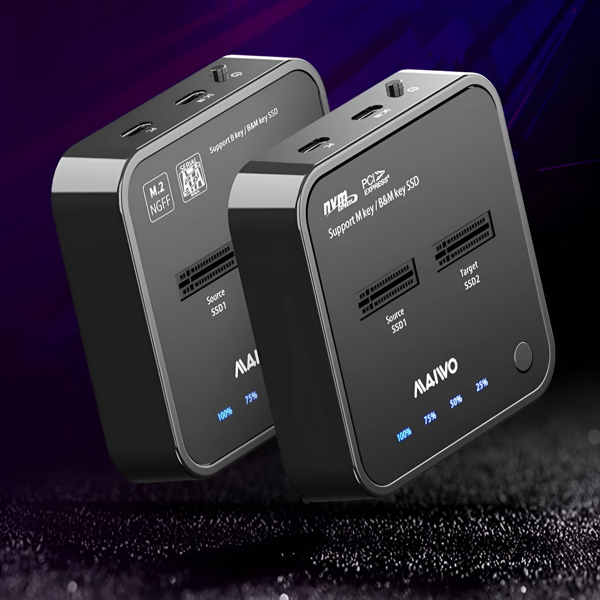 MAIWO K3016 M.2 solid state drive duplicator dock with data cables and power adapter