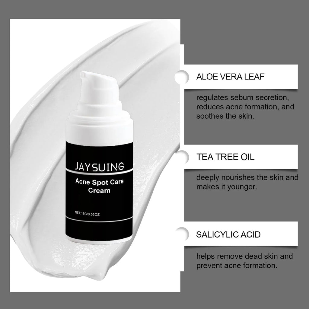 15g tube of acne cream with mint leaf and tea tree oil for facial blemish treatment
