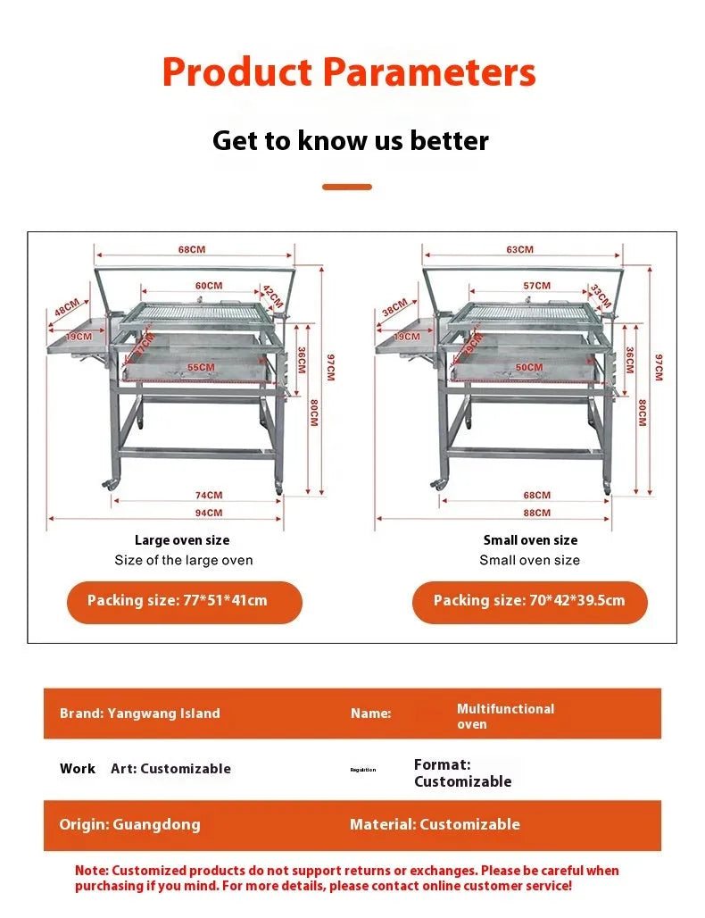 Large portable charcoal barbecue grill with a foldable metal frame set up in a garden.