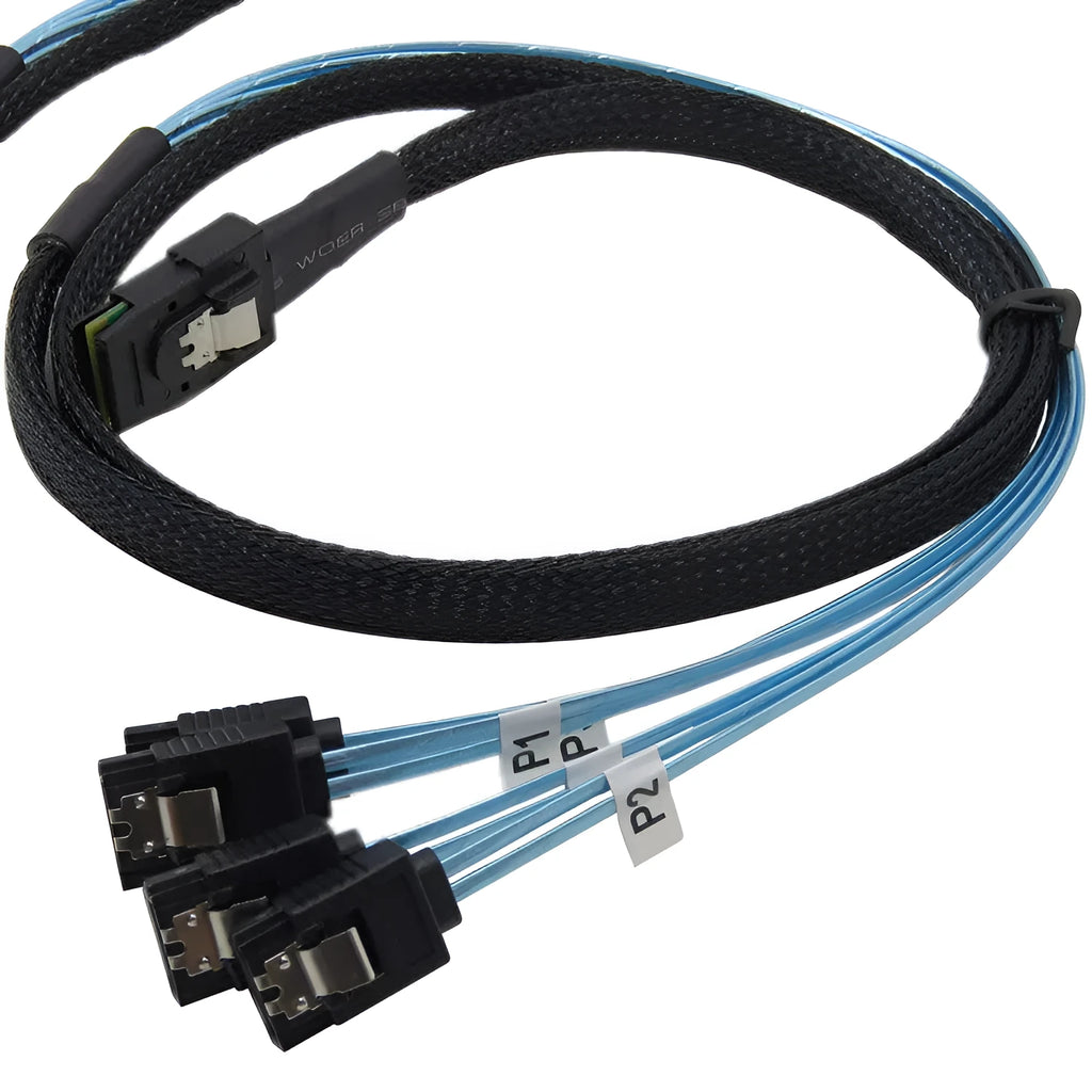 Straight head SAS data cable with coaxial interface connectors for server hard disk connections