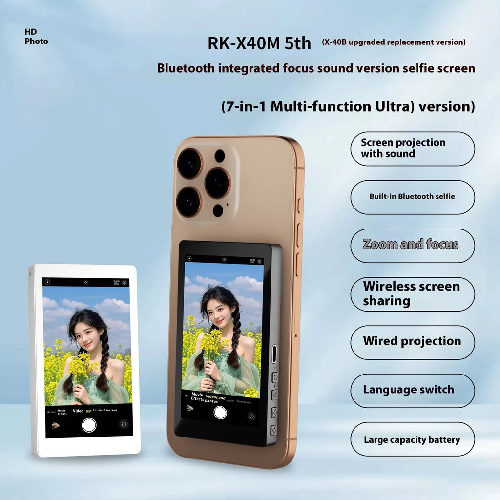 X40M mobile phone rear magnetic selfie display with audio zoom function in black, grey or white colours