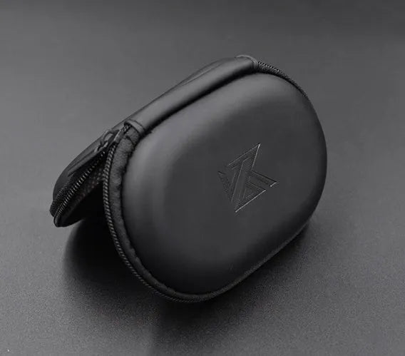 Black leather oval-shaped earphone storage bag for EDX PRO and compatible models.