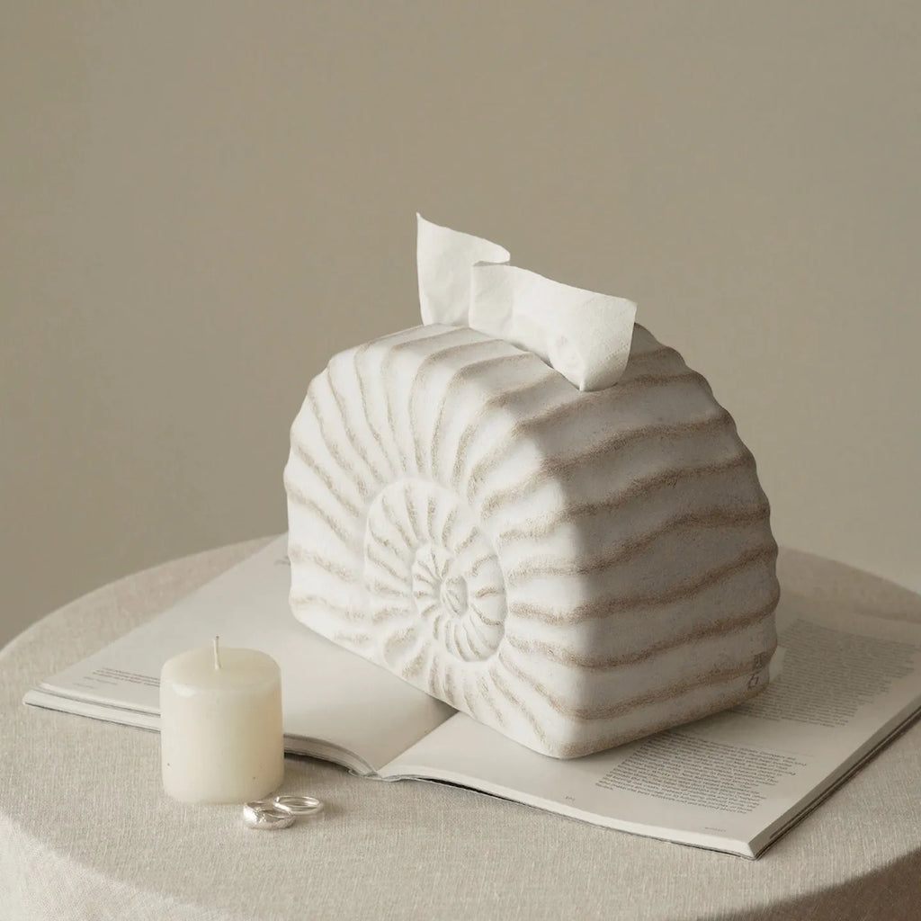 Resin tissue box cover with conch ramble shell design in modern simplicity style