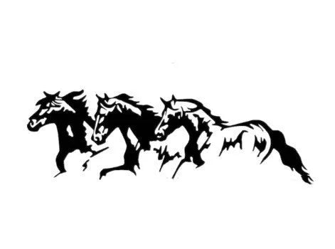 Three Horses automotive decal sticker showing steed design in four colour options