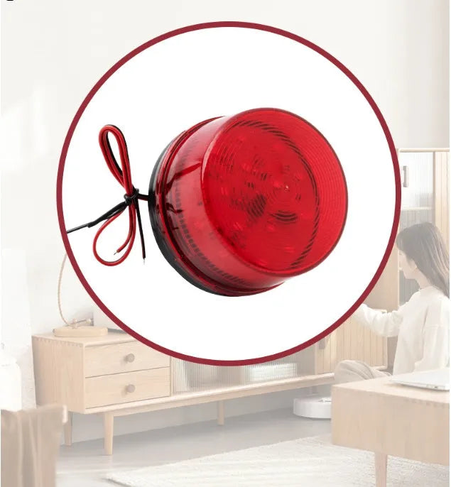 HC-79 small round red vehicle warning light with strobe and siren on mounting base