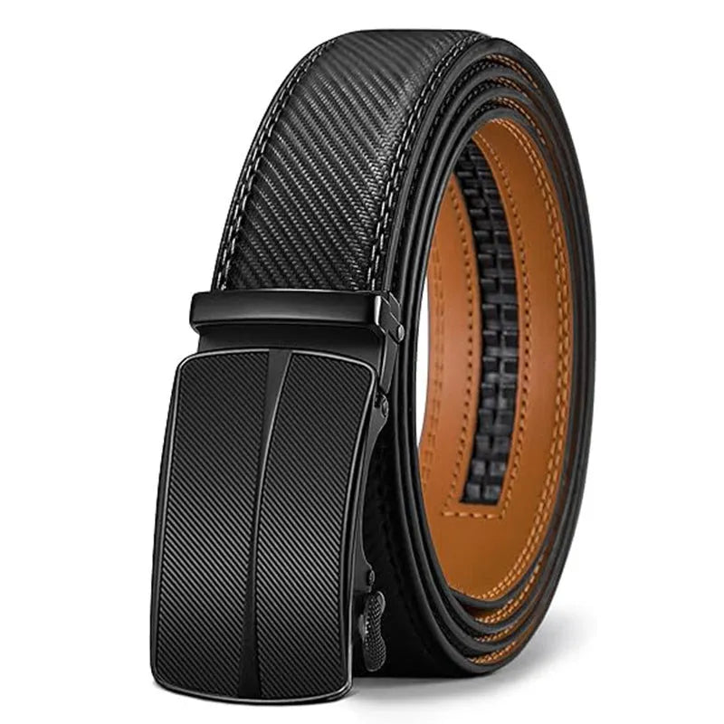 Men's PU leather belt with automatic alloy buckle in multiple colour options