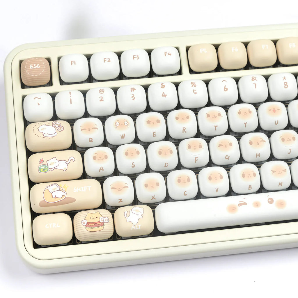 Cat themed mechanical keyboard keycap set with PBT construction and extraction puller