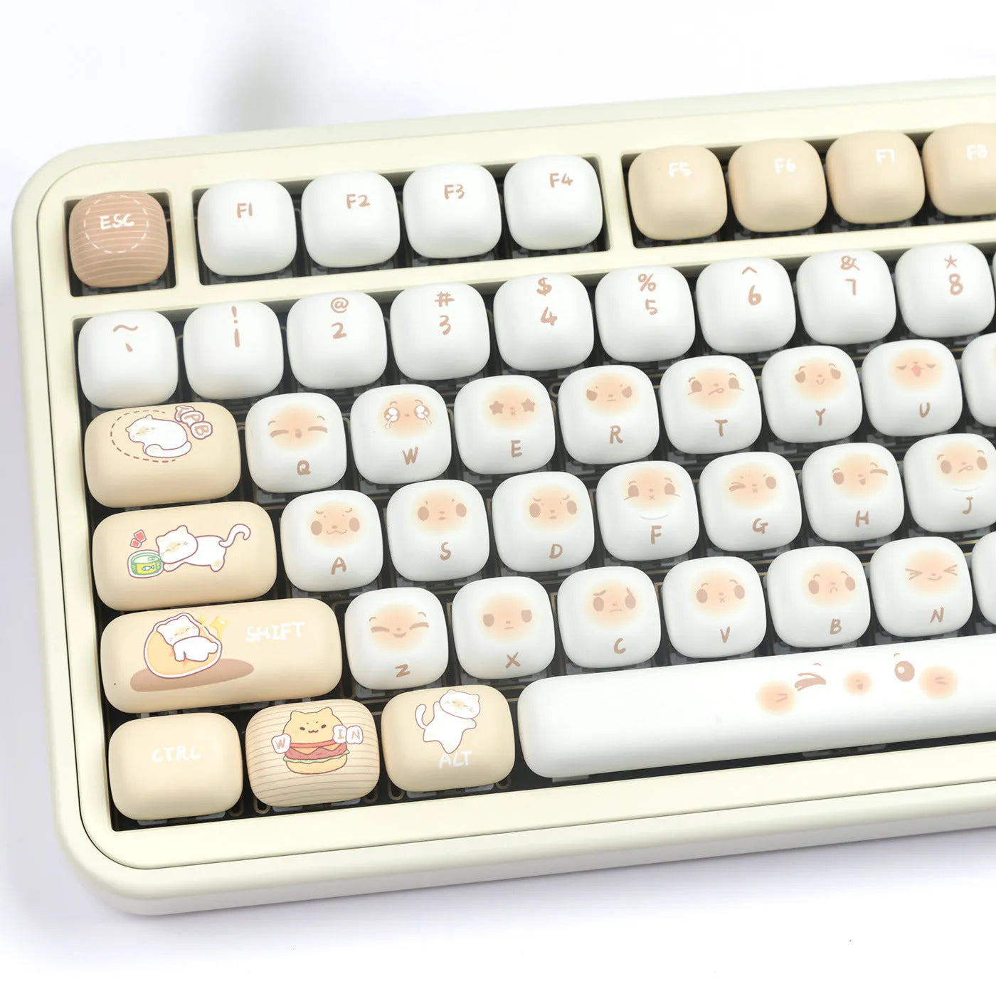 Cat themed mechanical keyboard keycap set with PBT construction and extraction puller