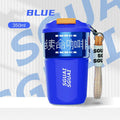Japanese style stainless steel portable coffee cup in blue, showing 50mL capacity.