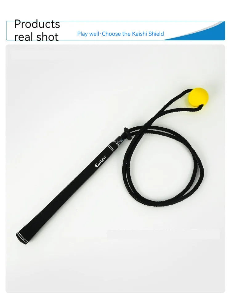 Black golf swing correction rope trainer with silicone elastic string for physical action practice