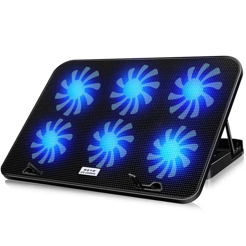 A9 laptop cooler with six fans, alloy body, 360x255x27mm, black regular version