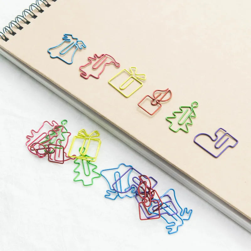 Christmas special-shaped metal paper clips 18 pieces mixed colours office stationery