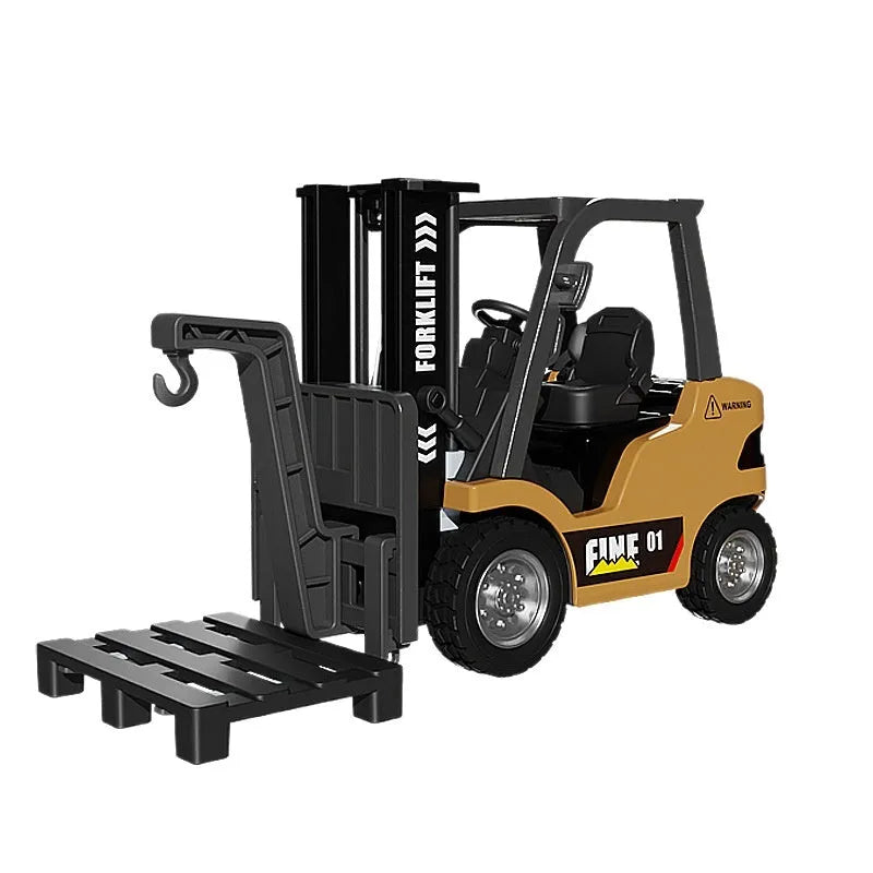 1:64 scale alloy Bluetooth remote control forklift toy with obstacle course accessories