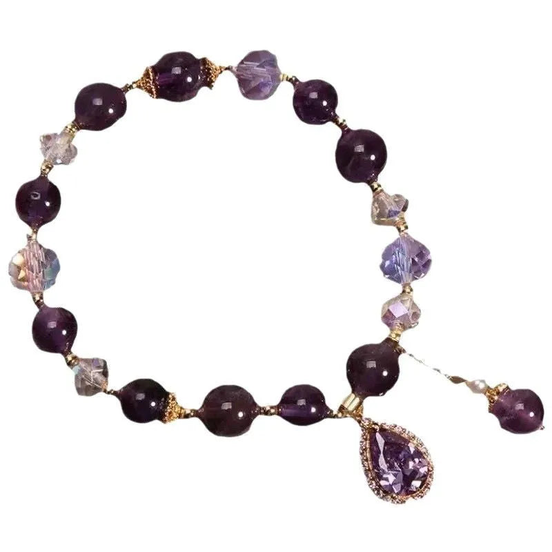 Natural purple amethyst crystal bracelet for women with micro inlay processing
