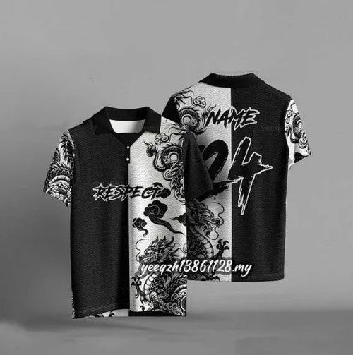 Black loose-fit short sleeve T-shirt with a 3D digital printed graphic design
