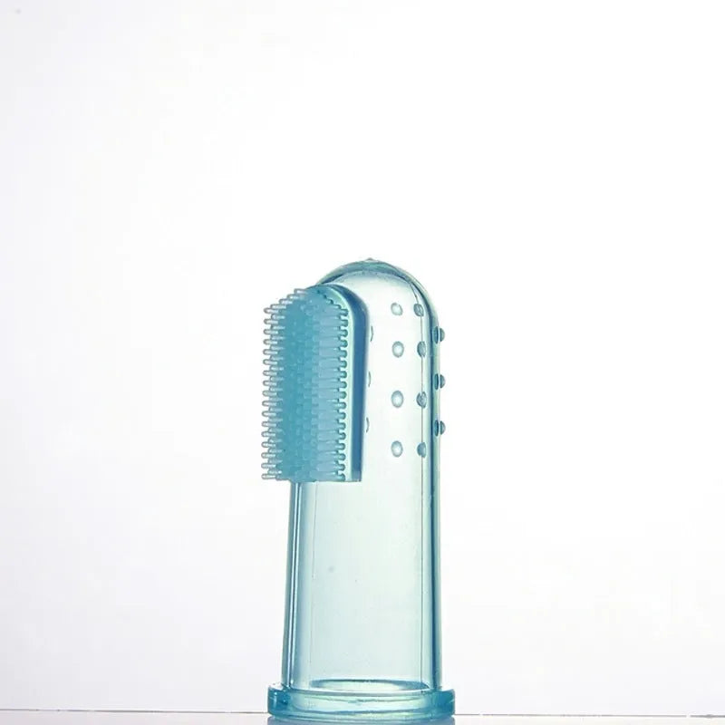 Transparent liquid silicone baby finger stall toothbrush for oral cleaning