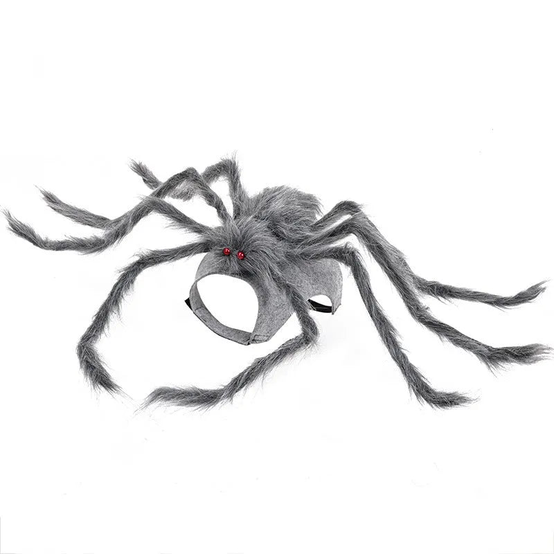 Halloween spider costume for pets on dog showing black and purple spider design