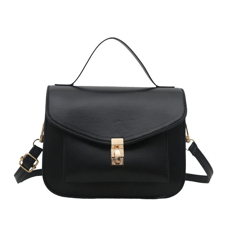 Retro style shoulder messenger bag in PU leather with sandwich pockets and document organisation