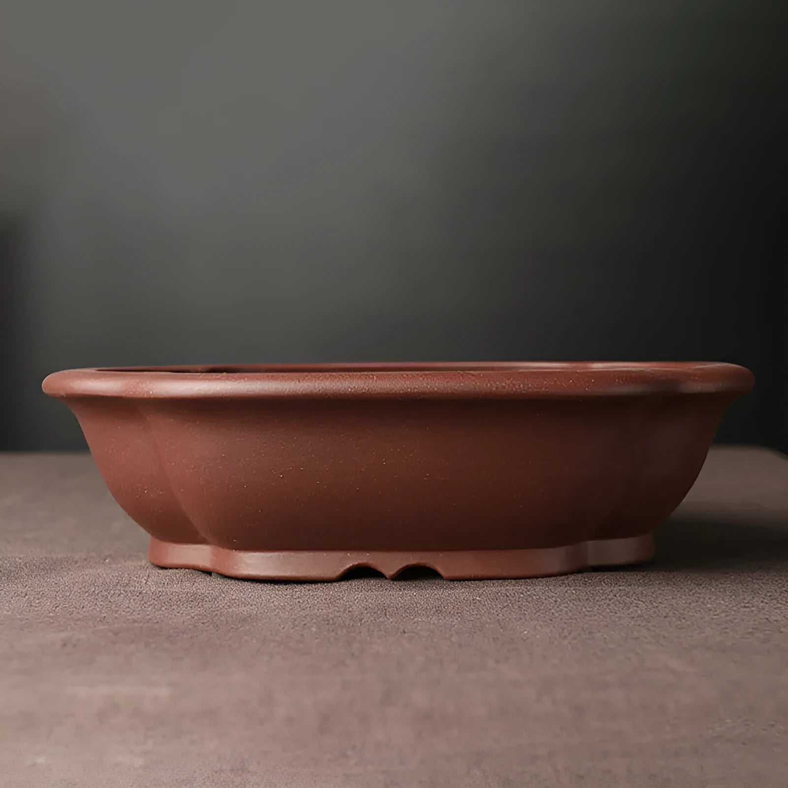 Handmade purple clay Chinese style bonsai basin ceramic flower pot 25x20x7cm