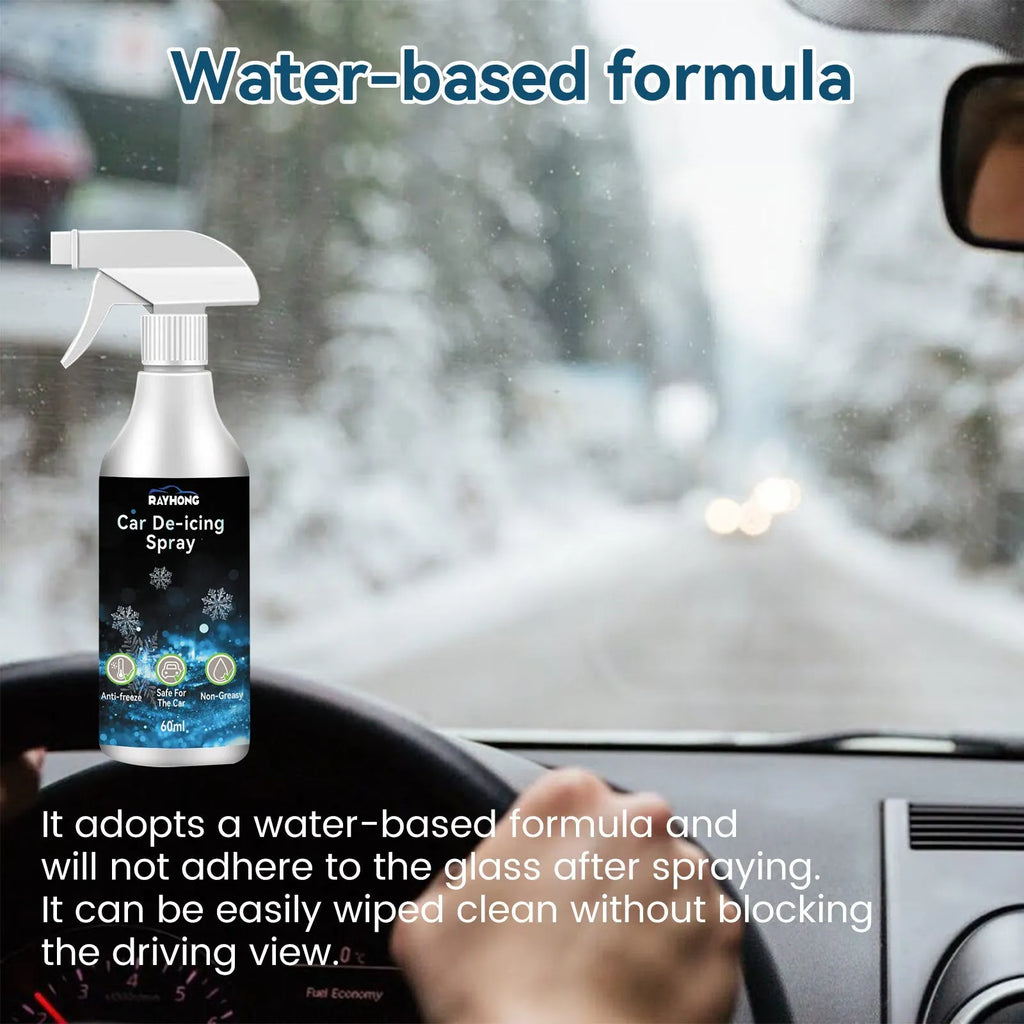 60ml car window de-icer spray bottle for removing ice and snow.