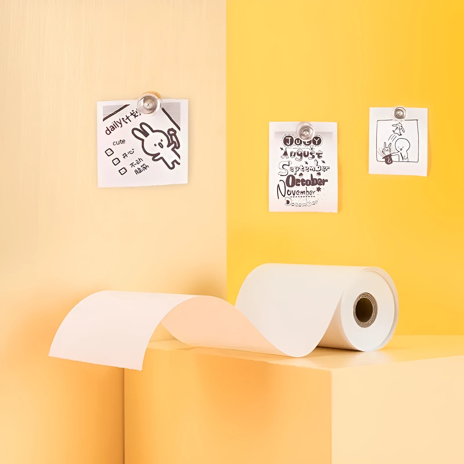 Three rolls of 57mm wide thermal paper for small printers in packaging