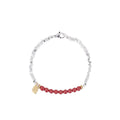 Silver electroplated copper lucky beads bracelet with geometric round beads on wrist