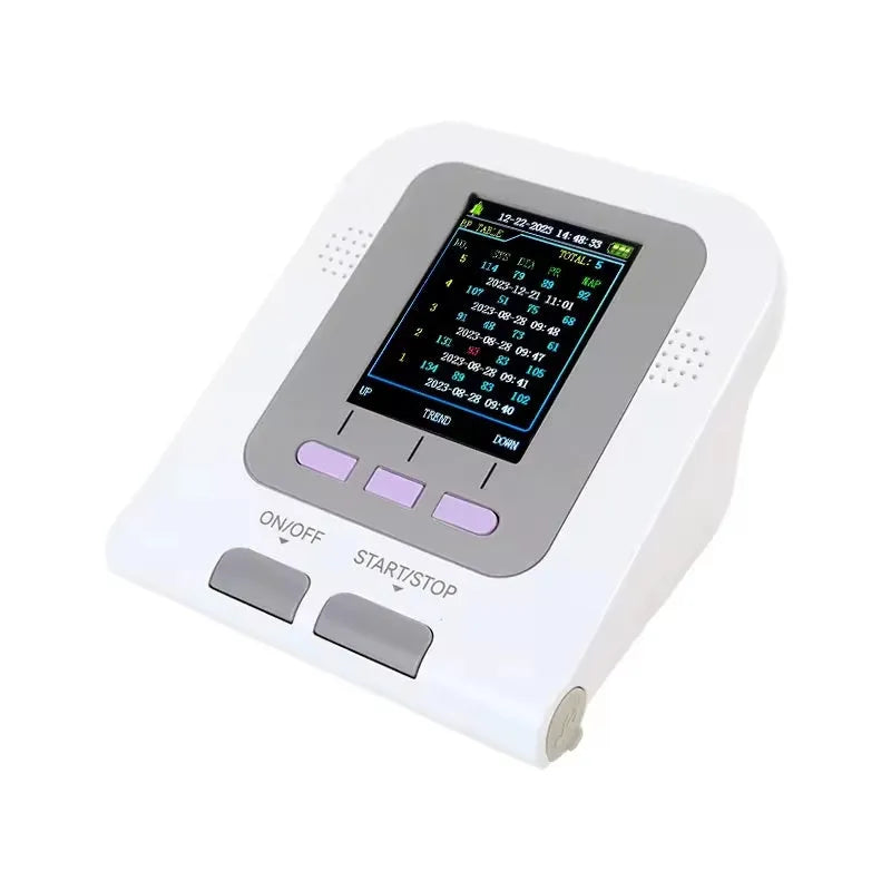 CONTEC08A veterinary digital blood pressure monitor with colour screen and three cuff sizes on a table