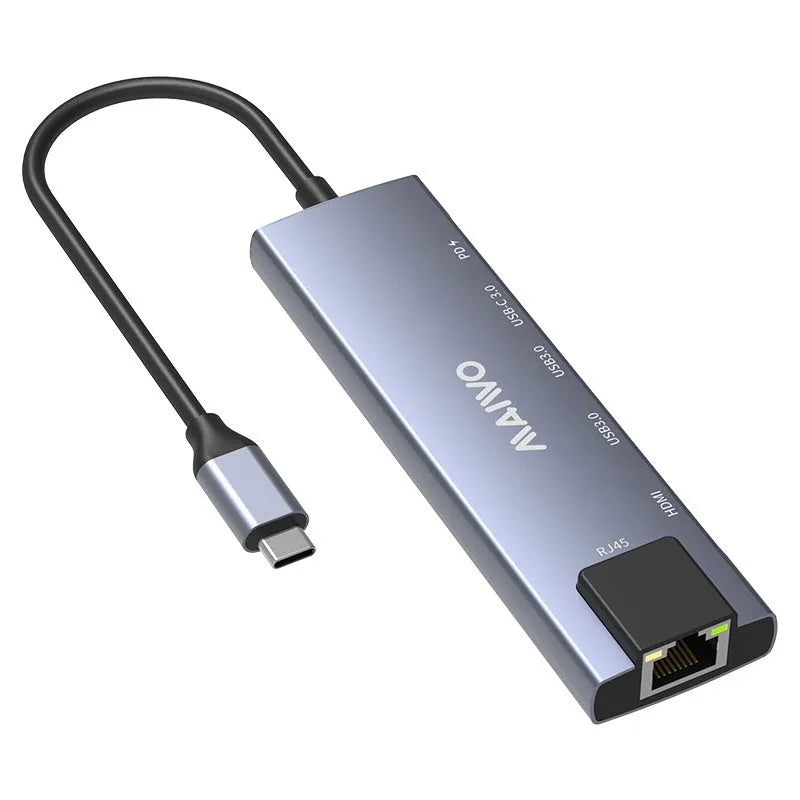 KH06RH1 Steam Deck six-in-one docking station with USB-C cable, HDMI, Ethernet, and USB ports.