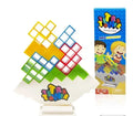 Plastic balance stacking board game with coloured blocks, chassis, and base for kids and adults.
