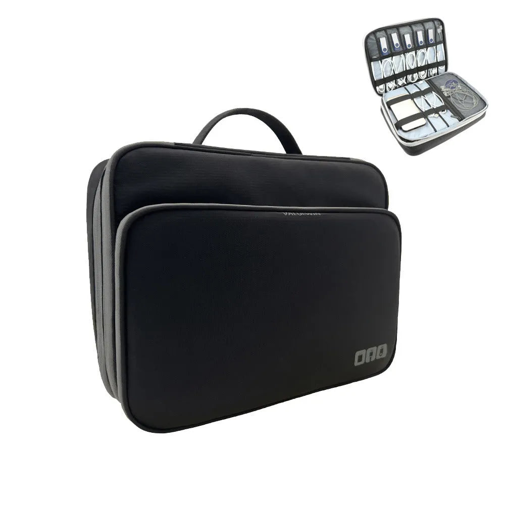 Grey three-layer polyester travel storage bag with waterproof properties for business travel organisation