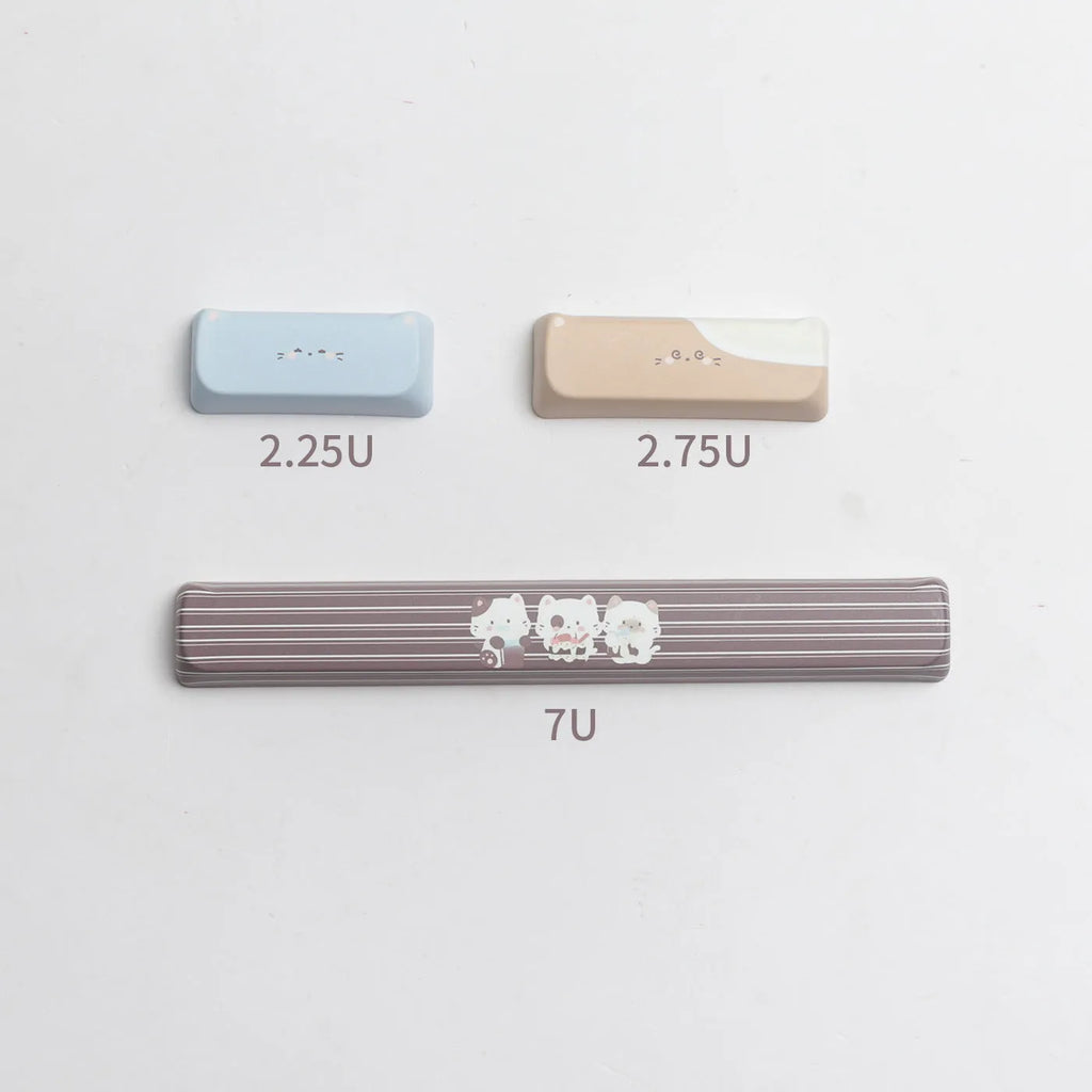 High Sea Salt Cat pastel PBT keycap set for mechanical keyboards with 7u spacebar supplement