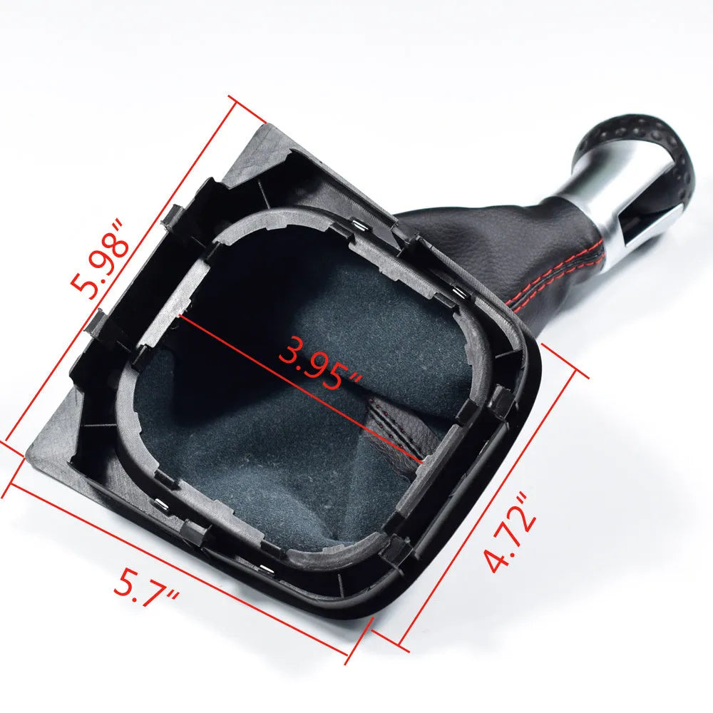 Leather gear lever dust boot cover for Volkswagen Golf manual models, shown in one of two colour options.