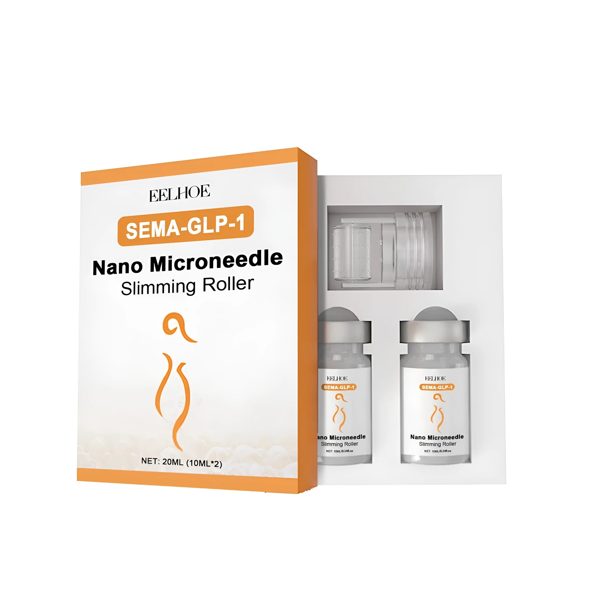 Micro needle body shaping roller kit with two small bottles of slimming essence.