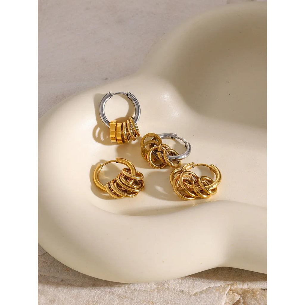 Personality stainless steel ins style earrings with electroplated finish in JDE2405019 colour options