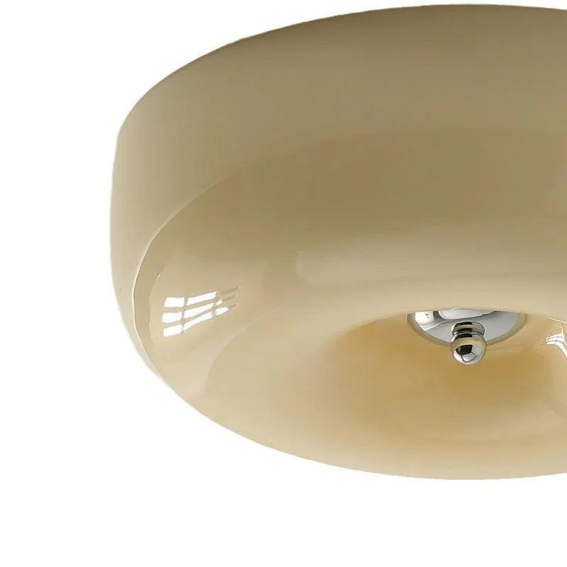 Cream-coloured American vintage style bedroom ceiling light with three-colour settings.