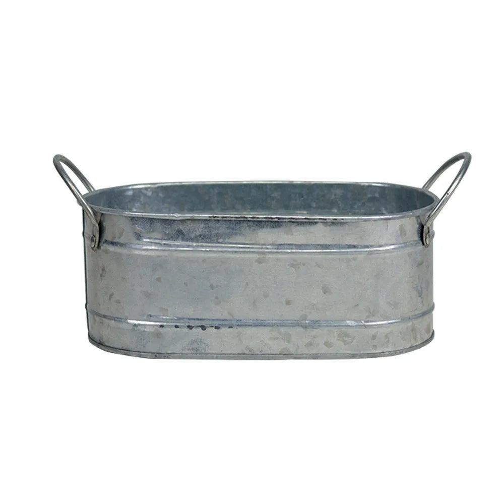 Iron metal succulent flowerpot for desktop use, showing a simple pot design.