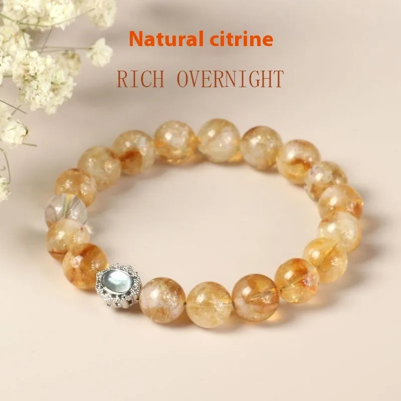Citrine crystal bracelet with 10mm geometric beads in unisex design