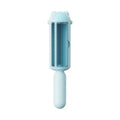 Blue reusable pet hair remover tool with self-cleaning base for furniture and car seats