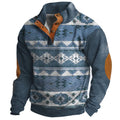 3D digital printed loose sweater with four button front and long sleeves in polyester fabric