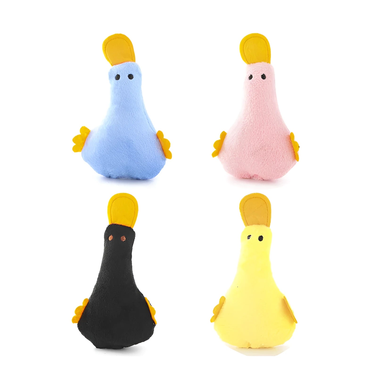 Plush duck pet toy with catnip and squeaker in blue colour