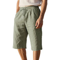 Men's loose fit linen shorts in light blue colour with a high waist and drawstring.