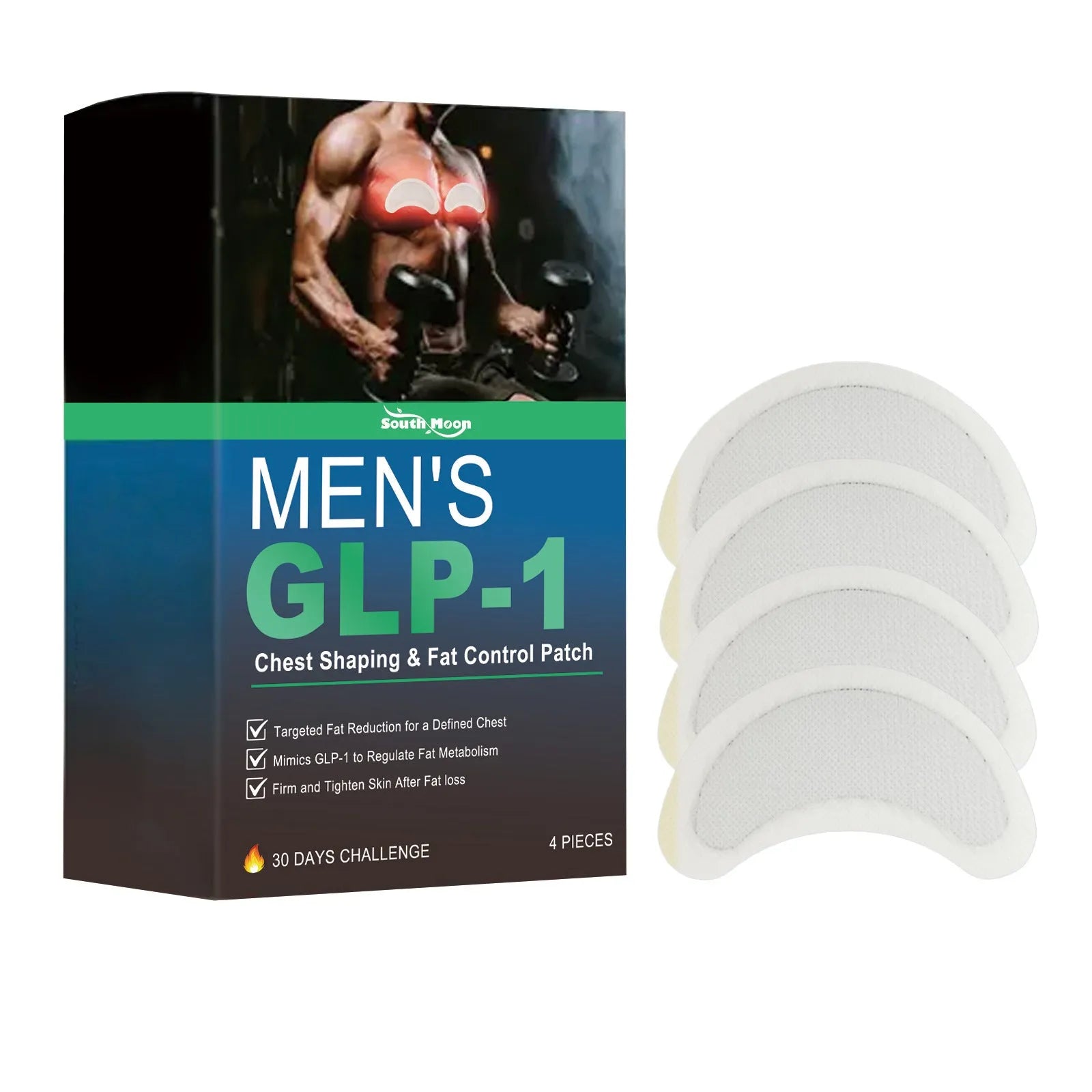 Men's figure control patch four-pack with herbal ingredients