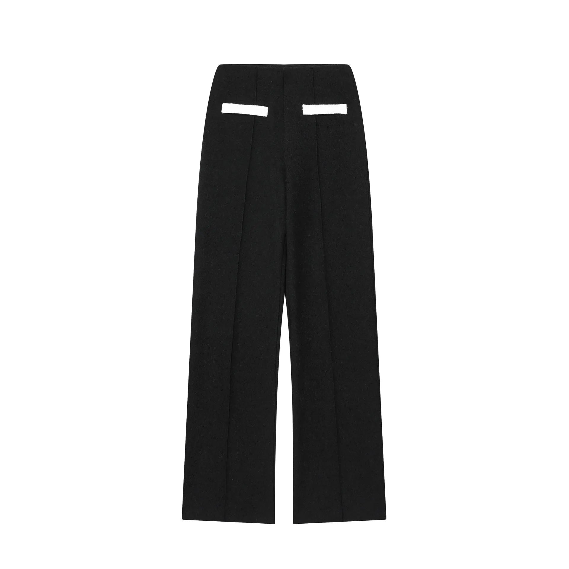 Women's beaded round-neck top and high-waisted trousers co-ord set in a contrast colour.