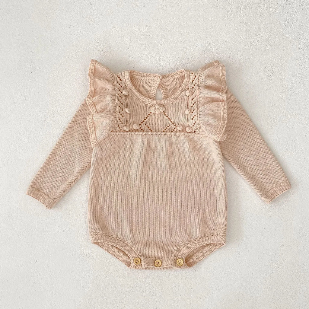Girls stone powder cotton lace long-sleeved pullover top for heights 66-90cm