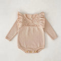 Girls stone powder cotton lace long-sleeved pullover top for heights 66-90cm