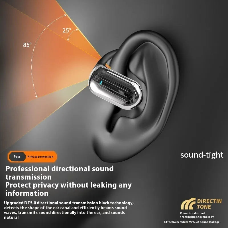Sports ear hook open Bluetooth headset in black with digital display, Jerry chip, and waterproof build